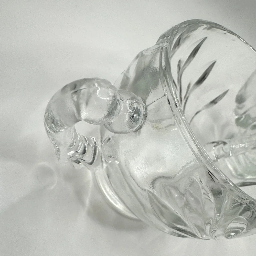 Clear Indiana Glass Willow Leaf Pattern Creamer‎ and Sugar Bowl 1950s Vintage
